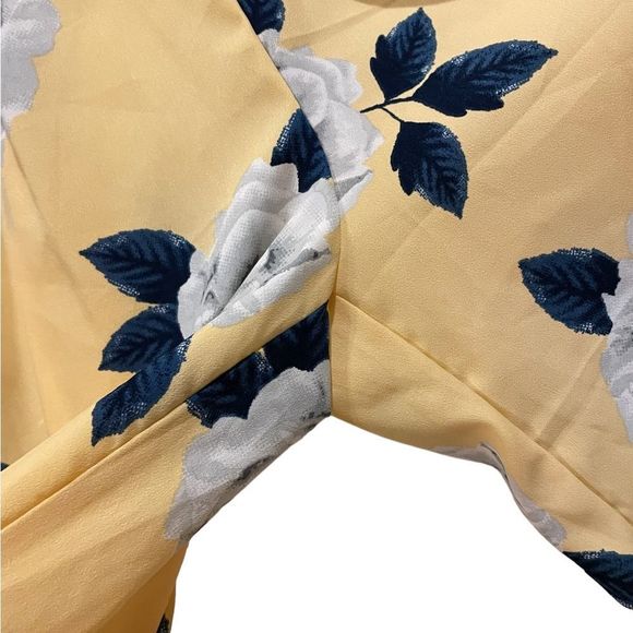 NEW Xhilaration Yellow Gray Romantic Floral Strappy Off the Shoulder Jumpsuit - Picture 3 of 8